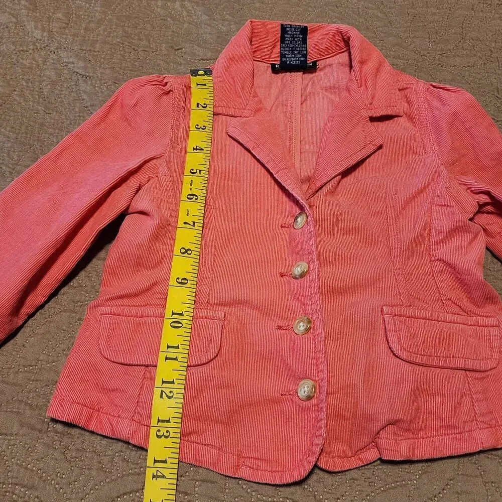 Ralph Lauren Girls Pink Corduroy Blazer Jacket Size 5 School Preppy